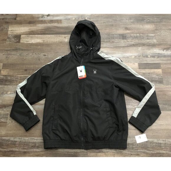 Sypder Pro HydroWeb Mens Large Black Hooded Jacket New $119 Tags - Picture 1 of 7